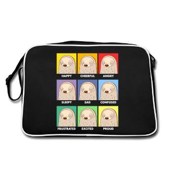 Faule Gesichter COLORE DARK - Retro Tasche - Schwarz/Weiß - Hinten