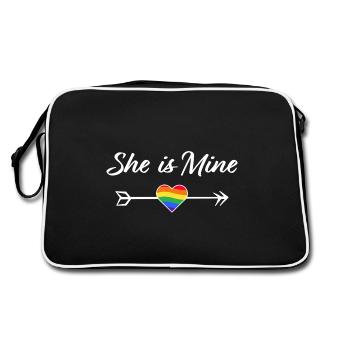 Arc-en-ciel, elle est à moi pour les amants lesbiens - Sac Retro - noir/blanc - Dos