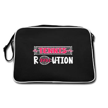 Tennis Matchball Tennisspieler Tennis-love - Retro Tasche - Schwarz/Weiß - Hinten