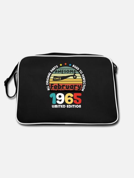 59 Jahre alt Baujahr 1965 Jahrgang Februar 1965 - Retro Tasche - Schwarz/Weiß - Hinten