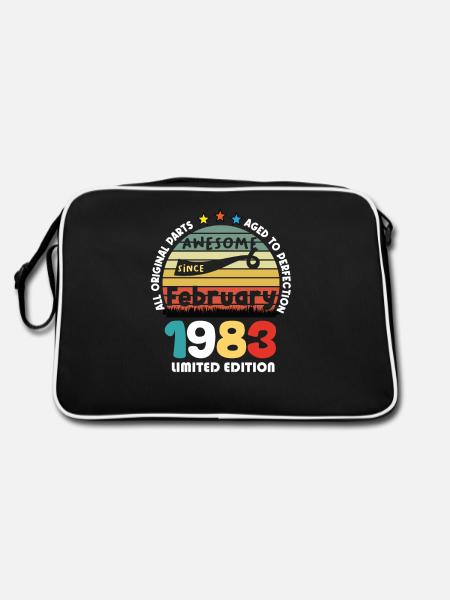41 Years Old Made In 1983 Vintage February 1983 - Sac Retro - noir/blanc - Dos
