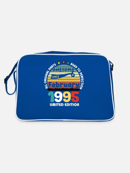 29 Jahre alt Baujahr 1995 Jahrgang Februar 1995 - Retro Tasche - Blau/Weiß - Hinten