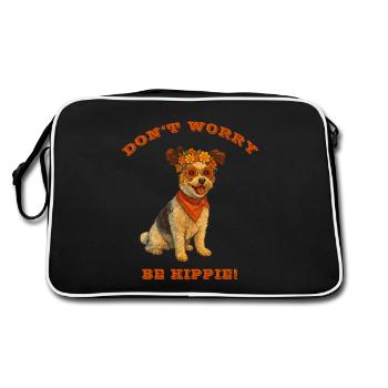 DON'T WORRY BE HIPPIE - Retro Tasche - Schwarz/Weiß - Hinten