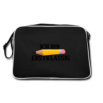 Einschulung - Retro Tasche - Schwarz/Weiß - Hinten