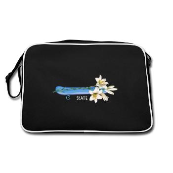 skate sk8 skateboarder "skateing-flower" halfpipe - Retro Tasche - Schwarz/Weiß - Hinten