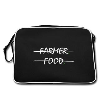 Landwirt Bauer Biohof Erntezeit - Retro Tasche - Schwarz/Weiß - Hinten