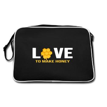 Imker Honigbiene Bienenkönigin Honigdealer - Retro Tasche - Schwarz/Weiß - Hinten