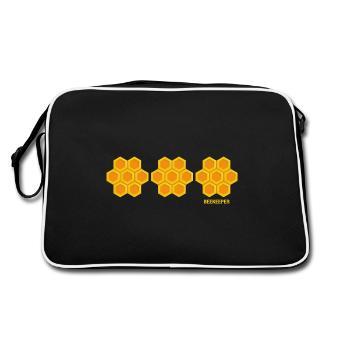 Imker Bienenflüsterer Bienenkönigin Honigdealer - Retro Tasche - Schwarz/Weiß - Hinten