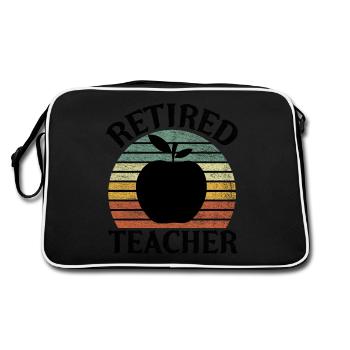 Lehrer Lehrerin Rente Pension Geschenk Ruhestand - Retro Tasche - Schwarz/Weiß - Hinten