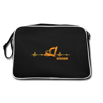 Excavator Driver Digger-Memes Excavator Excavator - Retro Bag - black/white - Back