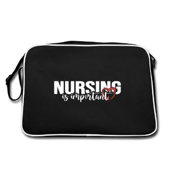 Krankenschwester Intensiv-Pflege Nurse Pflegepool - Retro Tasche - Schwarz/Weiß - Hinten
