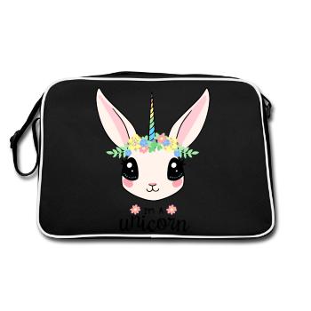 Unicorn Licorne Cheval Doux Lapin - Sac Retro - noir/blanc - Dos