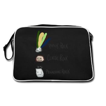 Rock, rock, rock funny design - Retro Bag - black/white - Back