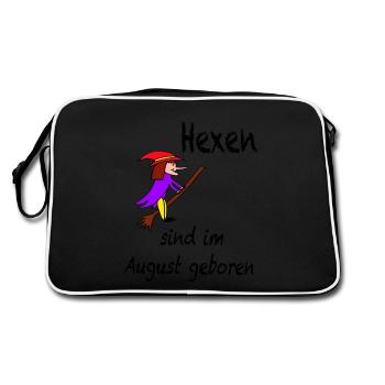 Hexen sind im August geboren / Trend / Sprüche - Retro Tasche - Schwarz/Weiß - Hinten