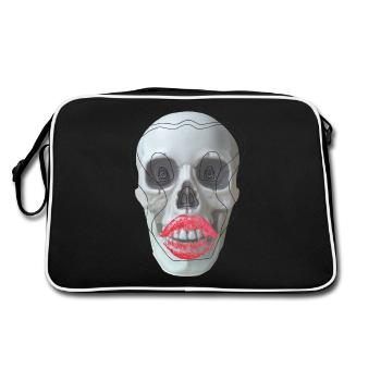 Crâne aux lèvres rouges - Sac Retro - noir/blanc - Dos