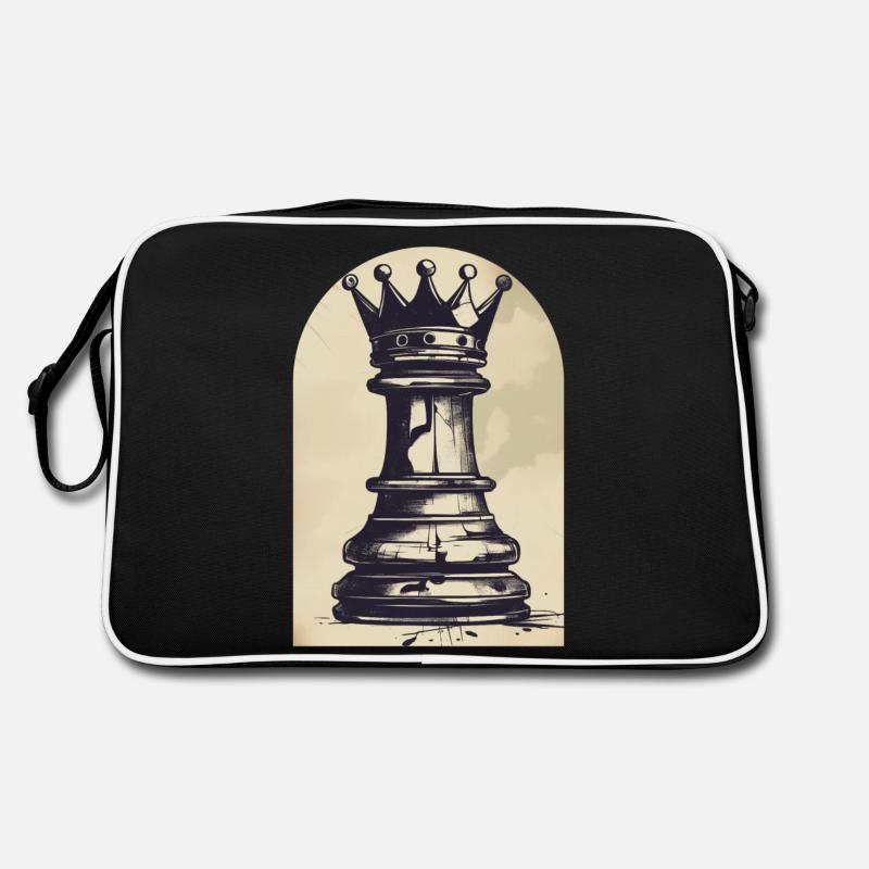 échecs, échecs, jeu de société, roi, sport, médiéval, - Sac Retro - noir/blanc