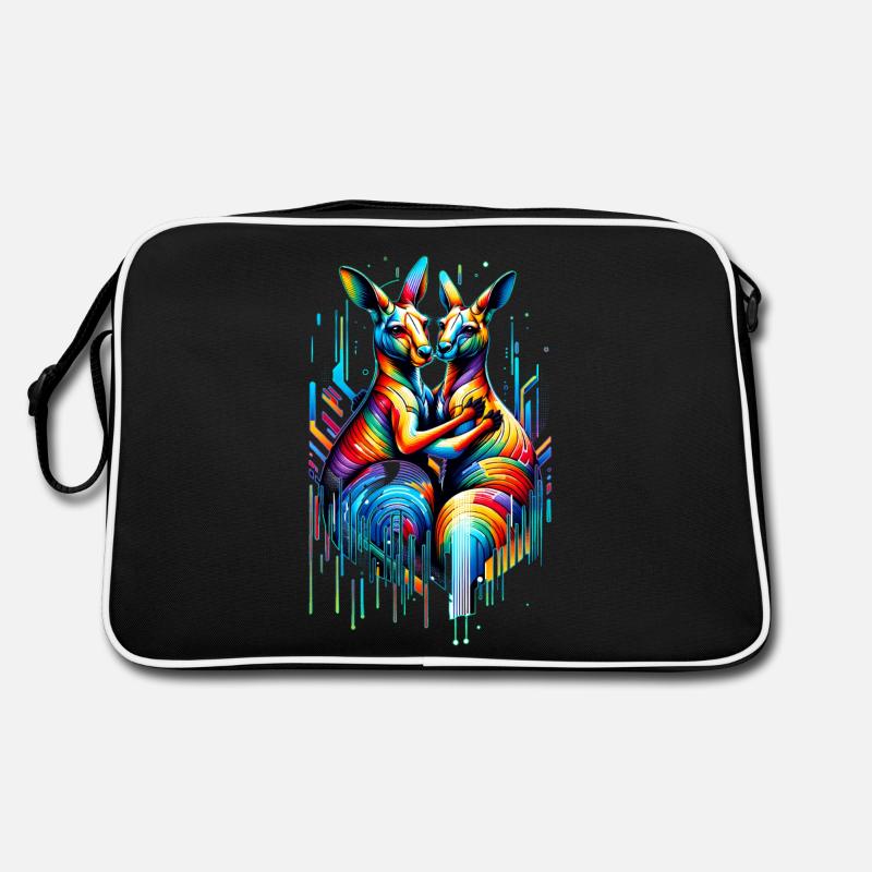 Känguru Connection - Farbentanz - Retro Tasche - Schwarz/Weiß