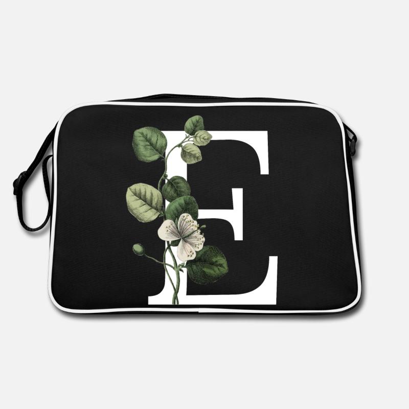 Grüner botanischer Buchstabe E Retro Tasche