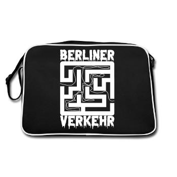 Berlin Souvenir Touristen Hauptstadt Metropole BLN - Retro Tasche - Schwarz/Weiß - Hinten