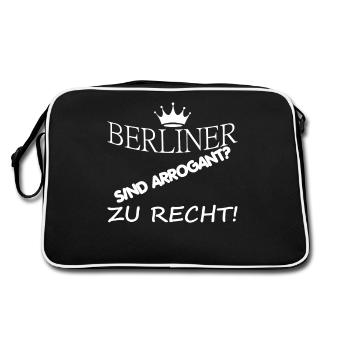 Berlin Souvenir Touristen Hauptstadt Metropole BLN - Retro Tasche - Schwarz/Weiß - Hinten