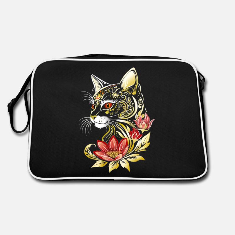 Chat Chat Chaton Fleurs Fleurs Chats Chat Sac Retro