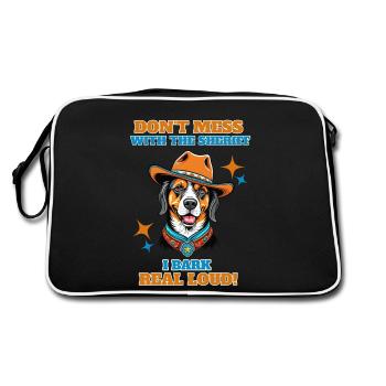 Dont mess with the sheriff I bark real loud - Retro Bag - black/white - Back