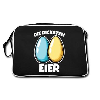 Dicke Eier die dicksten Ostereier - Retro Tasche - Schwarz/Weiß - Hinten