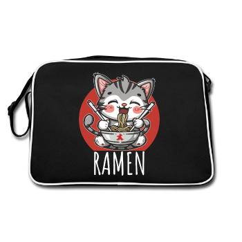 Ramen Kawaii Katze Japan Anime Manga Cat Neko - Retro Bag - black/white - Back