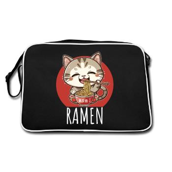 Ramen Kawaii Katze Japan Anime Manga Cat Neko - Retro Bag - black/white - Back