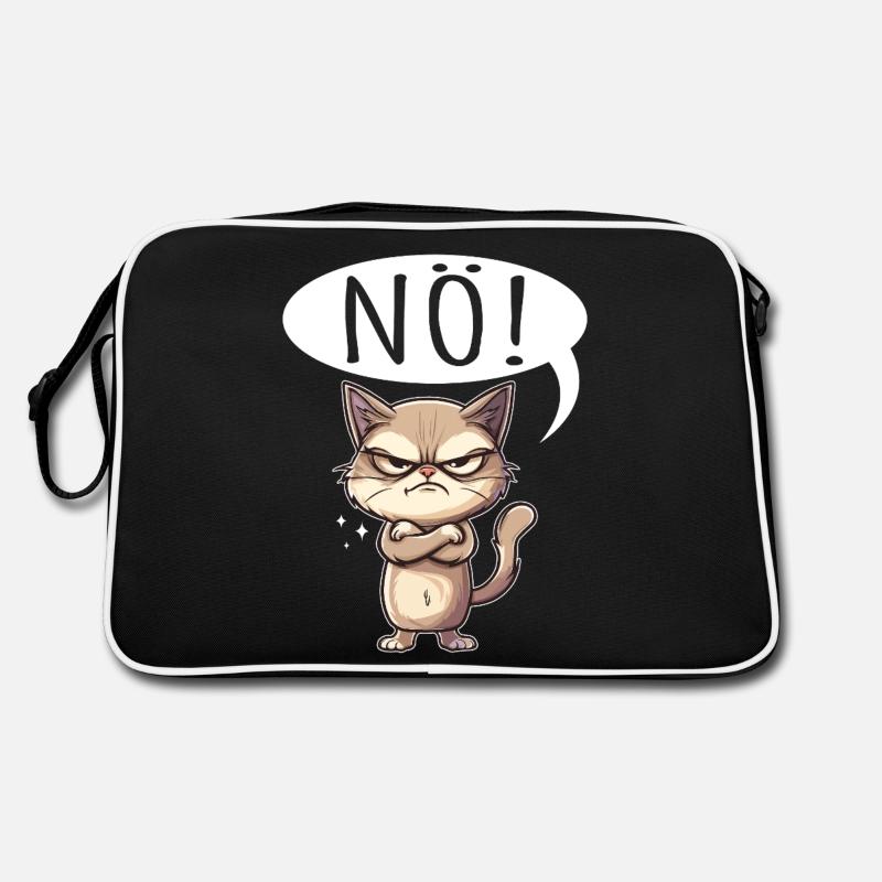 Coole Katze NÖ lustiger Spruch grummelig Retro Tasche
