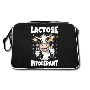 Laktose intolerant lustige Milch Kuh Meme - Retro Tasche - Schwarz/Weiß - Hinten