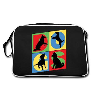 Silhouettes de chien Chiot Chien Coloré Vintage Rétro - Sac Retro - noir/blanc - Dos