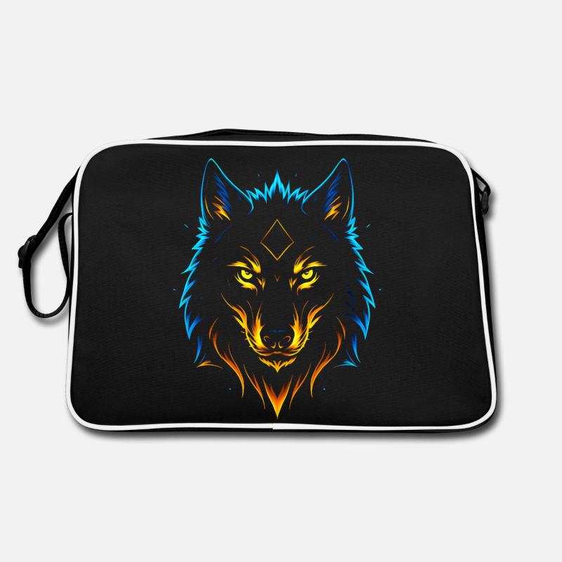 Neon Flame Wolf with Mystic Diamond Retro Bag