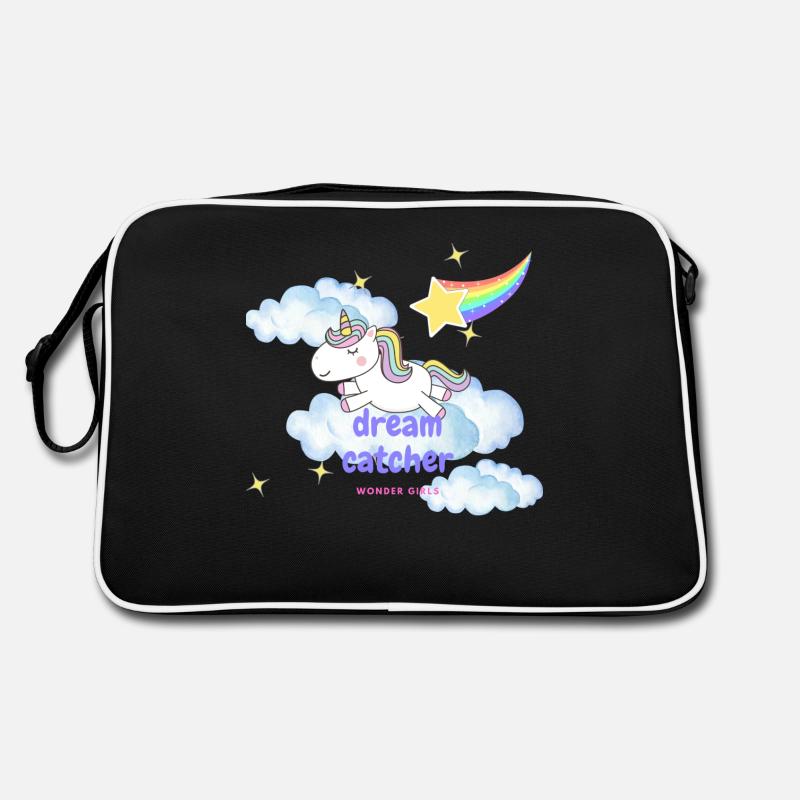 Dream Catcher Einhorn Design - Retro Tasche - Schwarz/Weiß