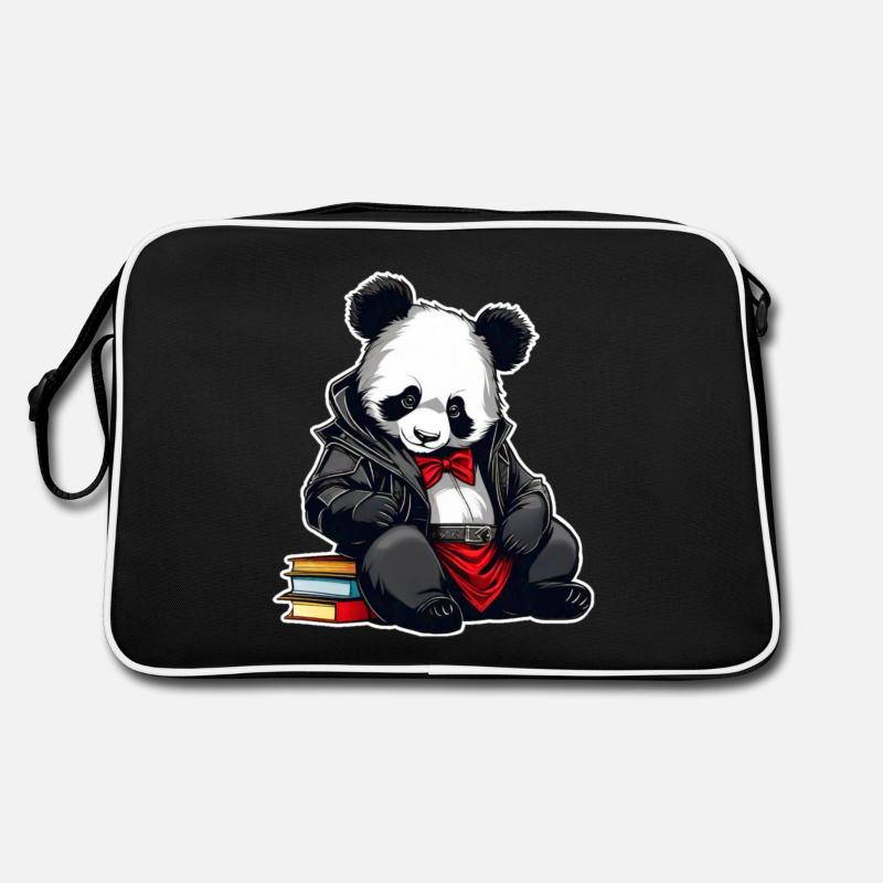 Panda mignon avec des livres Sac Retro