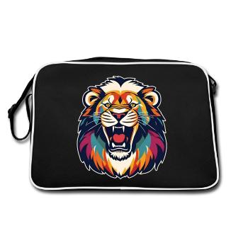 Lion rugissant dans un style rétro cool - Sac Retro - noir/blanc - Dos