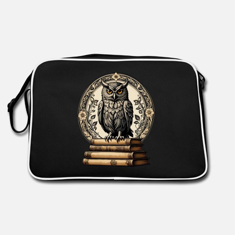 Büchereule - Retro Tasche - Schwarz/Weiß