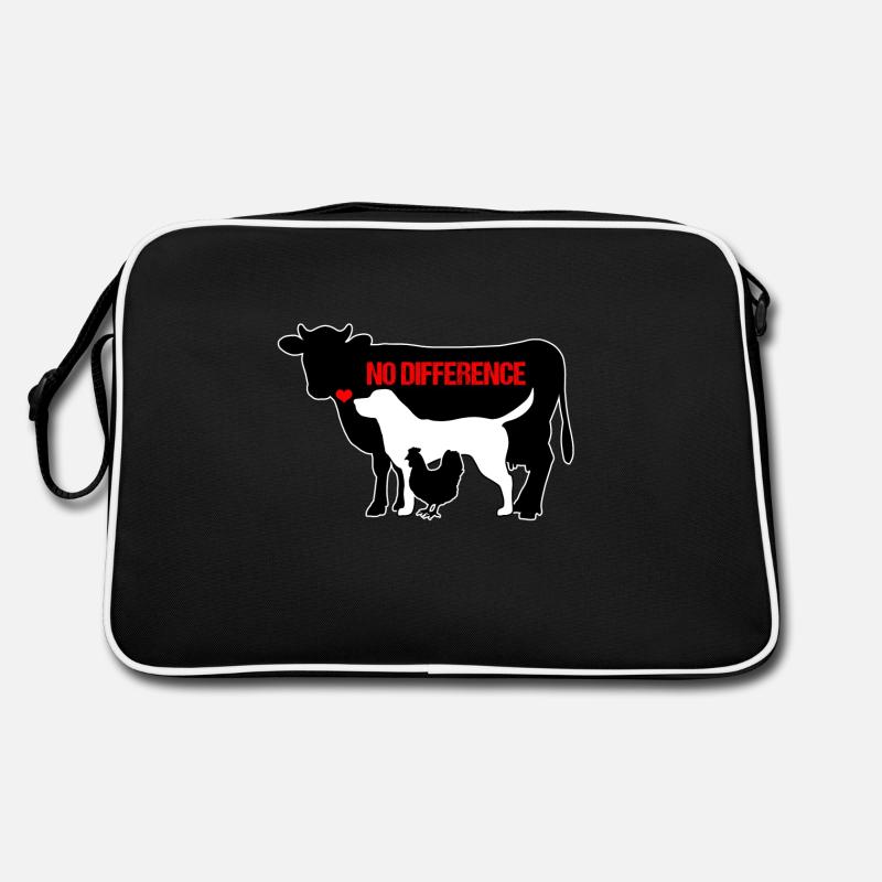 Chien vache poulets pas de différence animaux vegan cadeau - Sac Retro - noir/blanc
