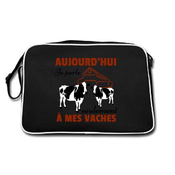 Vache Shirt • Mes vaches • Vache Cadeau - Sac Retro - noir/blanc - Dos