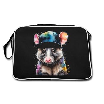 Opossum Snapback Cap Cool Tier Design Print - Retro Bag - black/white - Back