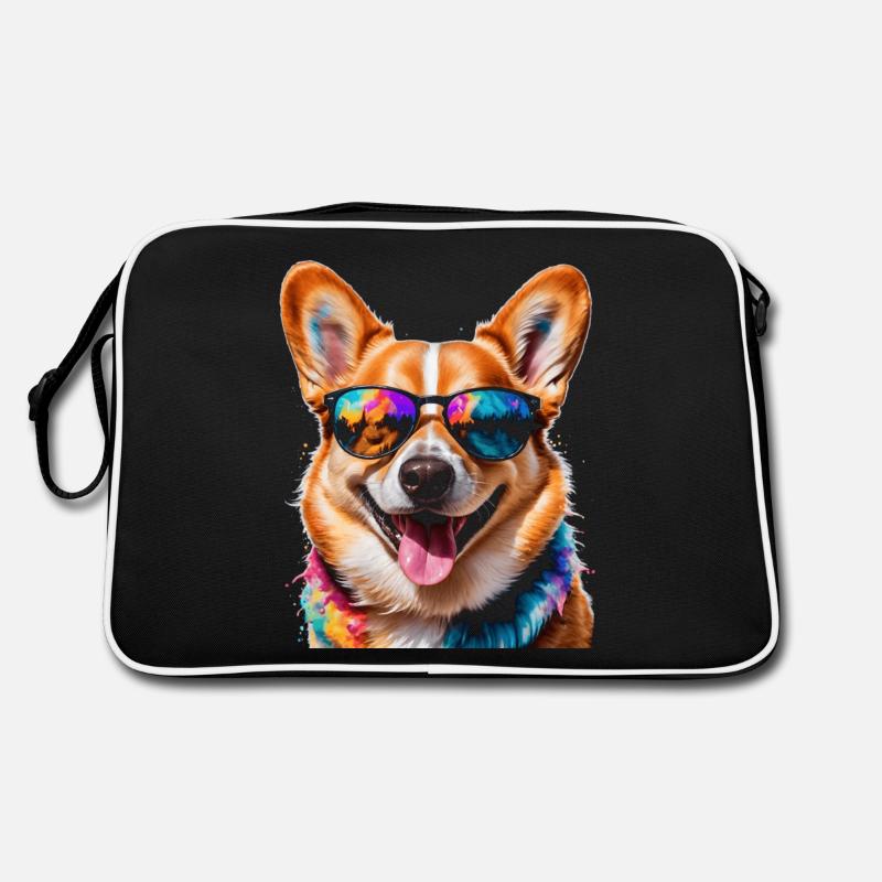 Corgi Lunettes de soleil chien coloré drôle Design Print Sac Retro