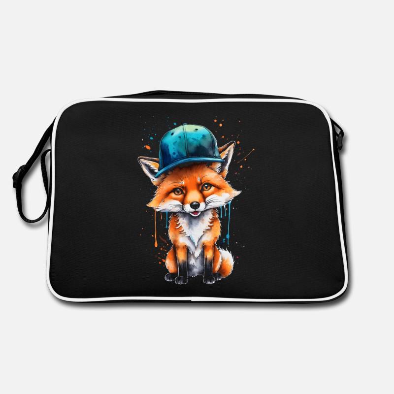 Fox Snapback Cap Cool Animal Design Print Retro Bag