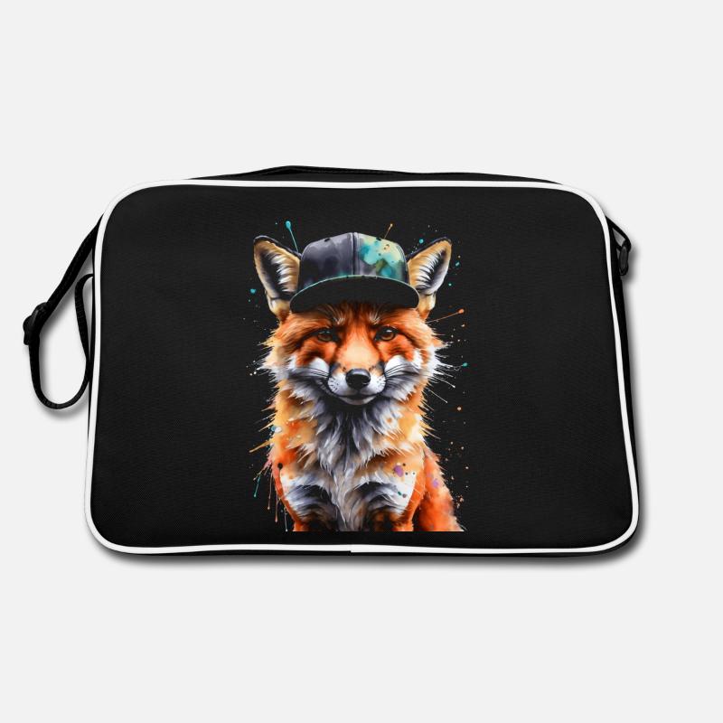 Fox Snapback Cap Cool Animal Design Print Retro Bag