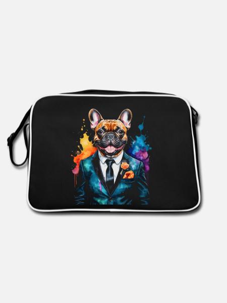 Costume Bouledogue Français Frenchie Chien Animal - Sac Retro - noir/blanc