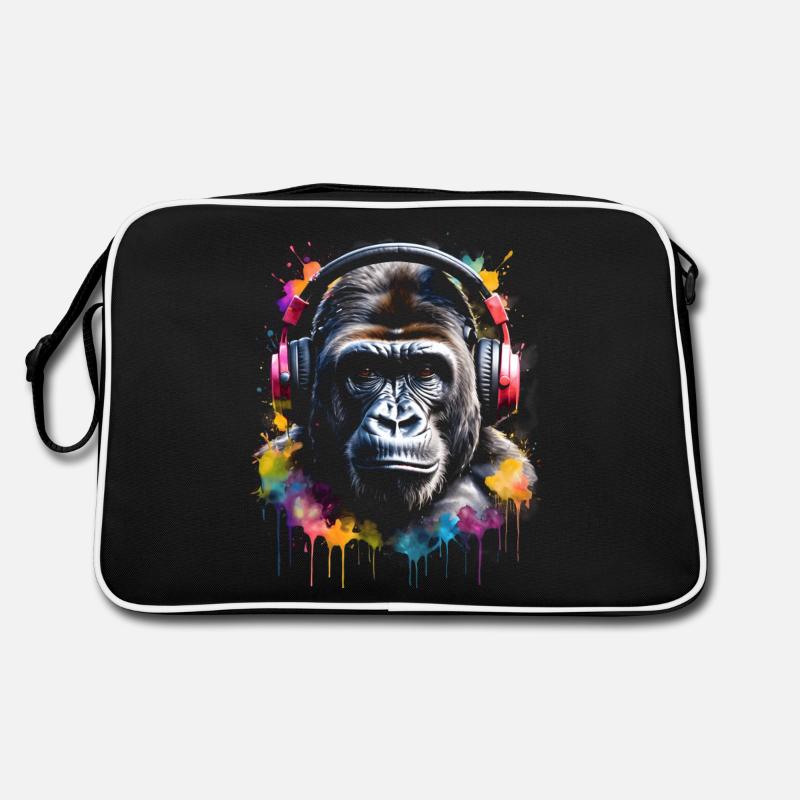 Gorille casque singe coloré Animal Design Print Sac Retro