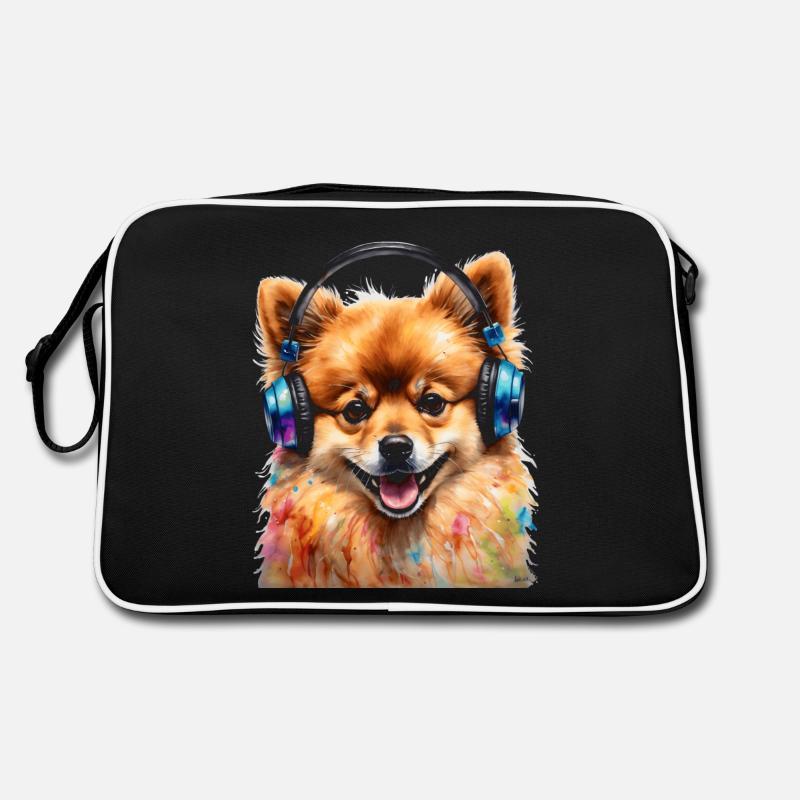 Casque de Poméranie Chien Imprimer Sac Retro