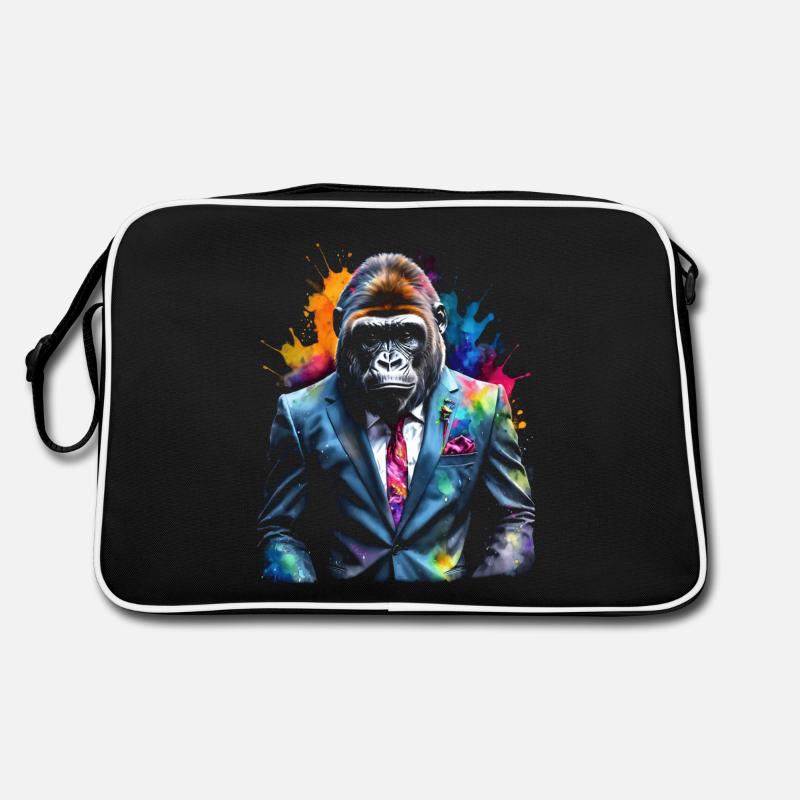 Gorilla Anzug Affe Bunt Tier Design Print Retro Tasche