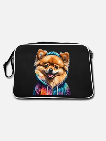 Loulou de Poméranie Sweat à capuche de Poméranie Imprimé chien - Sac Retro - noir/blanc - Dos