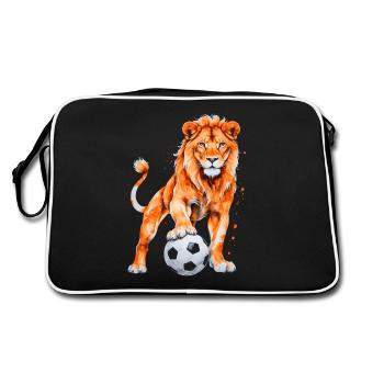 Lion Football Coloré Hollande Pays-Bas Design Print - Sac Retro - noir/blanc - Dos