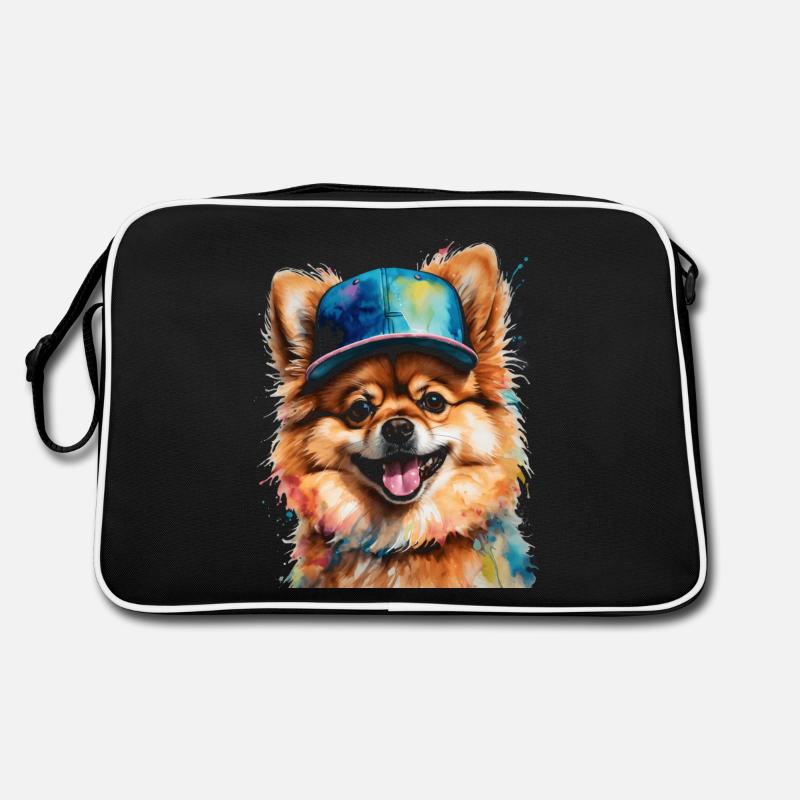 Pomeranian Zwergspitz Snapback Cap Hund Print Retro Tasche